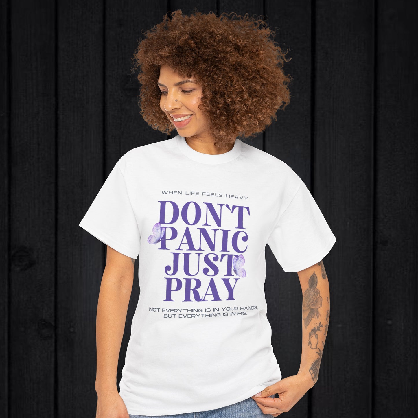 Don't Panic Just Pray - Christian Graphic Tee | 1 Thessalonians 5:17