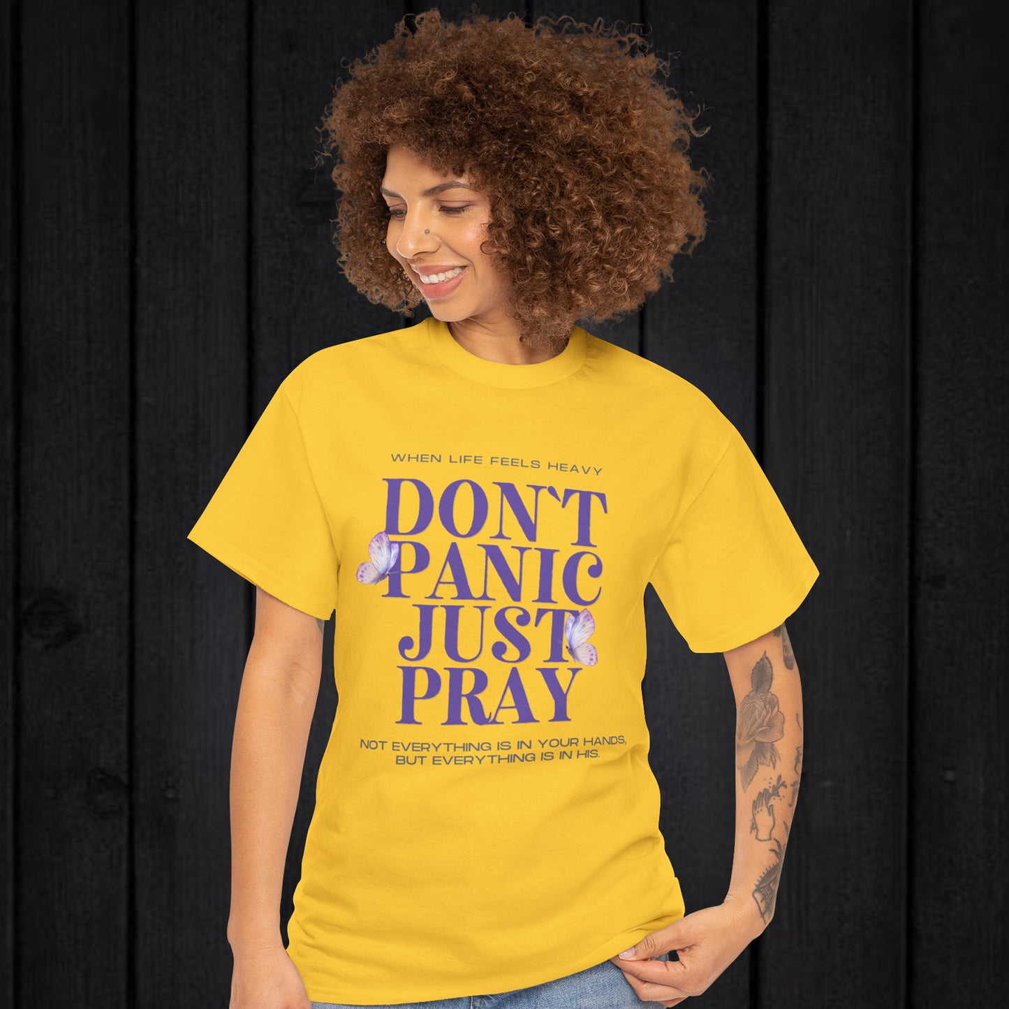 Don't Panic Just Pray - Christian Graphic Tee | 1 Thessalonians 5:17